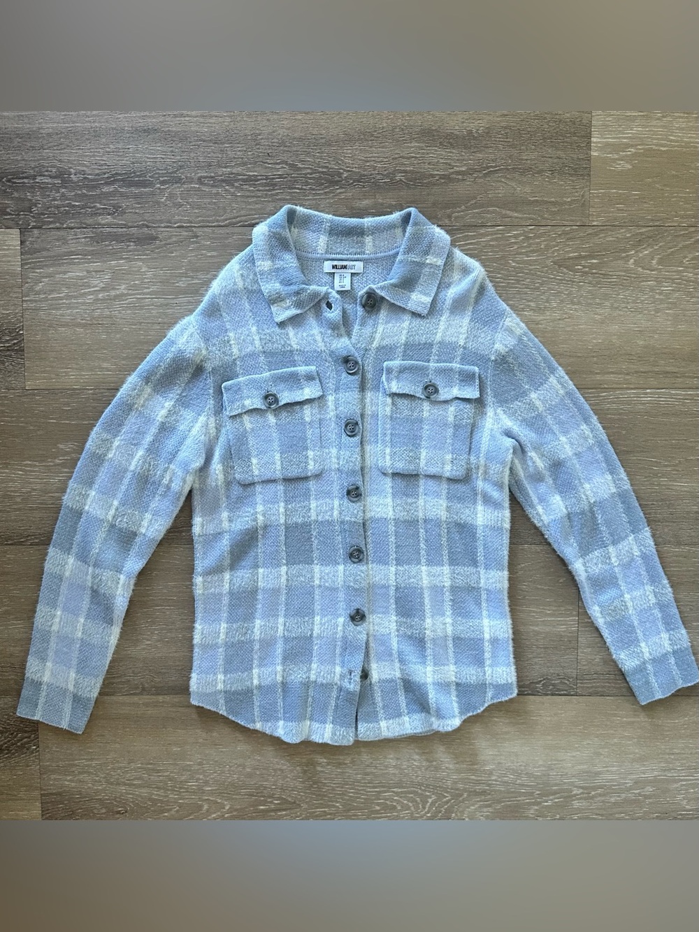 Ultra Soft William Rast Light Blue and Cream Plaid Button-Front Shirt